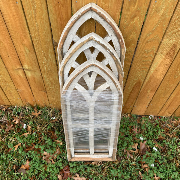 28",32",36" CATHEDRAL WINDOW WOOD 3PCS SET WESTERN HOME DECOR HANDMADE CRAFT NEW #EH11560