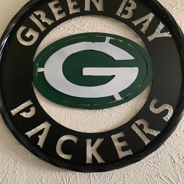 GREEN BAY WIDE BAND DISC METAL CUSTOM VINTAGE CRAFT TEAM SPORTS SIGN HANDMADE