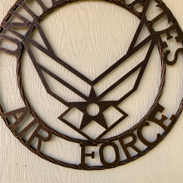 24" US AIR FORCE MILITARY METAL WALL ART WESTERN HOME DECOR AIRFORCE RUSTIC BRONZE