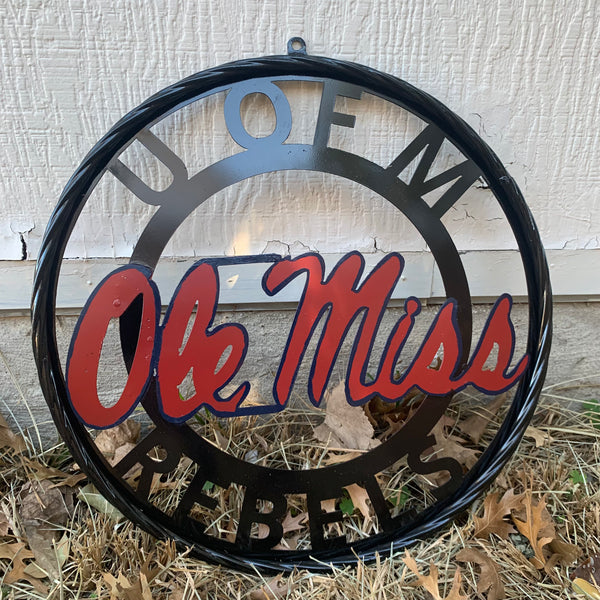 OLE MISS REBELS MISSISSIPPI METAL CUSTOM VINTAGE CRAFT TEAM SIGN HANDMADE