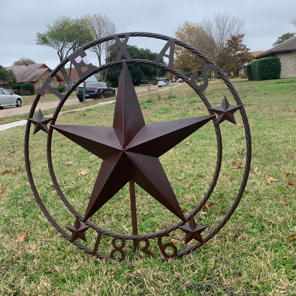 36" TEXAS 1836 BROWN BARN STAR METAL ART WESTERN HOME DECOR VINTAGE RUSTIC CRAFT ART