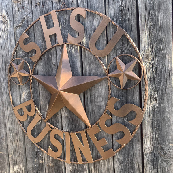 24",32" SHSU SAM HOUSTON BEARKATS BUSINESS RUSTIC BRONZE COPPER METAL CUSTOM VINTAGE CRAFT RUSTIC BLACK TEAM STAR HANDMADE