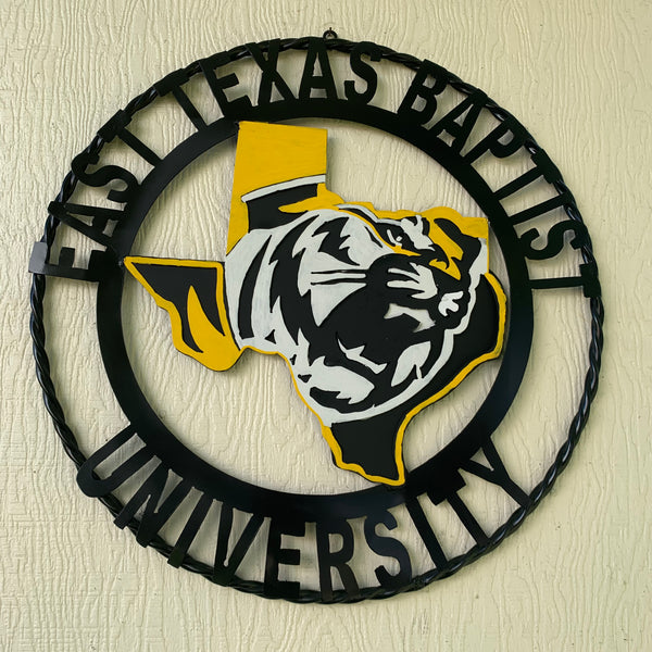 EAST TEXAS BAPTIST UNIVERSITY METAL CUSTOM VINTAGE CRAFT SIGN WALL ART TEAM HANDMADE