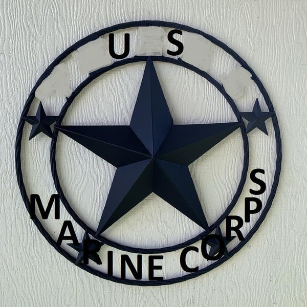 US MARINE CORPS 3d BARN STAR CUSTOM NAME STAR VINTAGE METAL CRAFT ART WESTERN HOME DECOR RUSTIC BROWN SIZE:24",32",36",40",42",44",46",50"