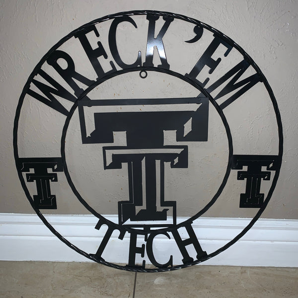 12", 18", 24", 32" WRECKEM TEXAS TECH METAL CUSTOM VINTAGE CRAFT TEAM SIGN HANDMADE