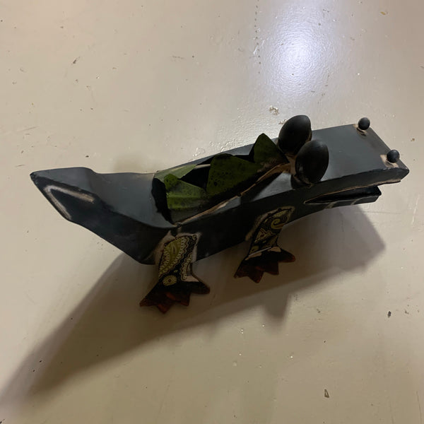 21" CROCODILE GARDEN ANIMAL SCULPTURE METAL DECOR ORNAMENT OUTDOOR OR INDOOR TEXAS YARD ART