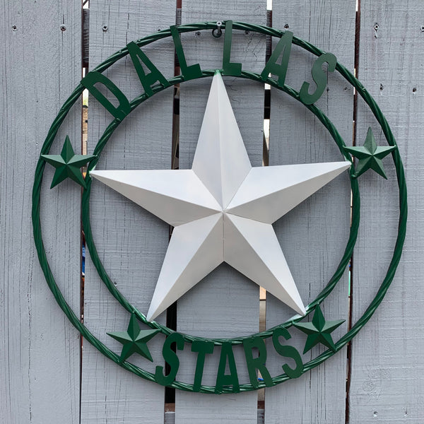 DALLAS STARS BARN LONE STAR METAL HOCKEY TEAM WESTERN HOME DECOR CRAFT RUSTIC GREEN & WHITE