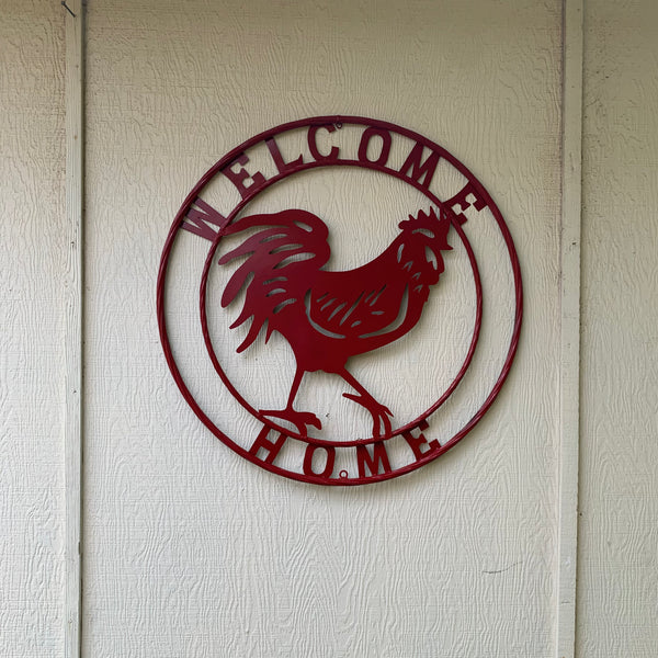 YOUR CUSTOM NAME RED ROOSTER LASERCUT METAL ART WITH RING DESIGN WESTERN METAL ANIMAL ART HOME WALL DECOR BRAND NEW