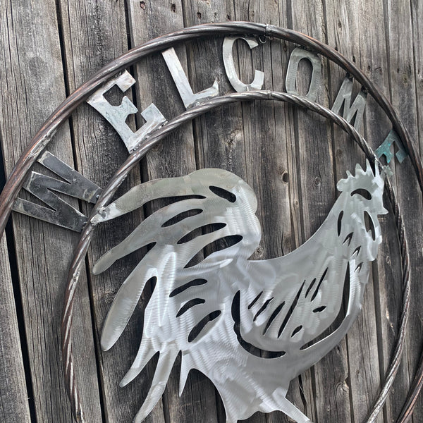 YOUR CUSTOM NAME ROOSTER LASERCUT RAW METAL ART WITH RING DESIGN WESTERN METAL ANIMAL ART HOME WALL DECOR BRAND NEW