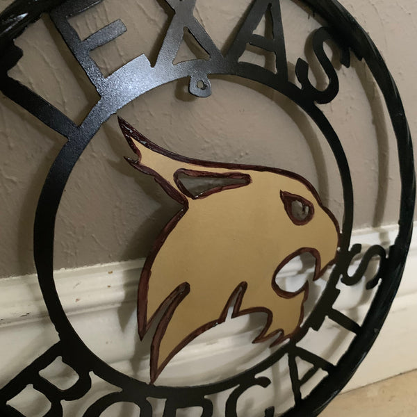 12" TEXAS BOBCATS CUSTOM METAL VINTAGE CRAFT SIGN TEAM WESTERN HOME DECOR HANDMADE