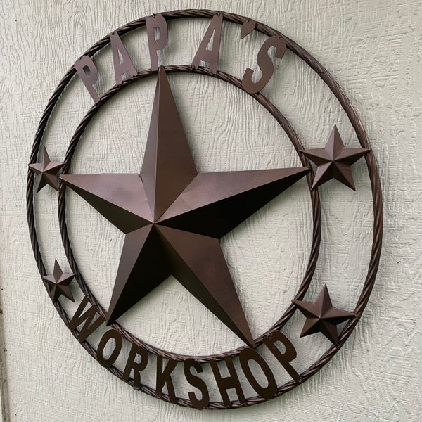 LOPEZ CUSTOM STAR NAME BARN METAL STAR 3d TWISTED ROPE RING WESTERN HOME DECOR RUSTIC  BRONZE HANDMADE 24",32",34",36",40",42",44",46",50"