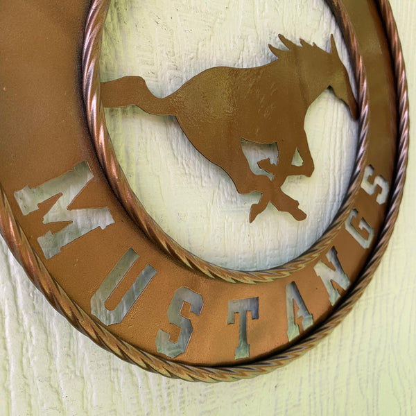 SMU MUSTANGS HAMMERED COPPER METAL CUSTOM VINTAGE CRAFT WALL ART TEAM SIGN HANDMADE