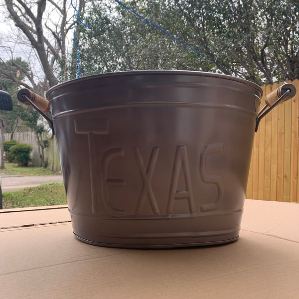 18" TEXAS BUCKET SILVER OVAL TUB WESTERN HOME DECOR METAL ART--BRAND NEW