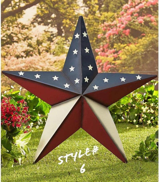 24" USA FLAG STAR RED WHITE & BLUE AMERICANA METAL BARN STAR METAL WALL ART HANDMADE TO ORDER