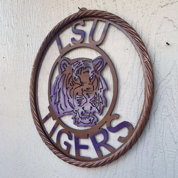 12" LSU TIGERS CUSTOM METAL VINTAGE CRAFT HOME DECOR HANDMADE