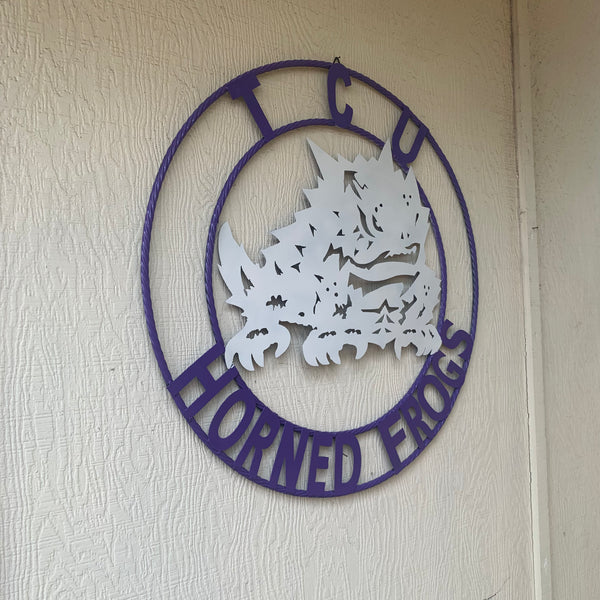 12",18",24",32",36" TCU HORNED FROGS CUSTOM METAL VINTAGE CRAFT TEAM SIGN HANDMADE