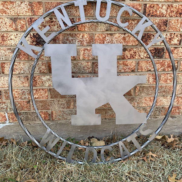 12", 18", 24", 32" KENTUCKY WILDCATS CUSTOM SILVER GREY METAL VINTAGE CRAFT SIGN HANDMADE