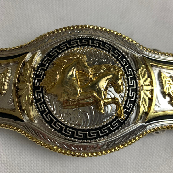 6.5" X 3.5" HORSE BELT BUCKLE GOLD SILVER BLACK WESTERN BUCKLE FASHION ART NEW #EH12271