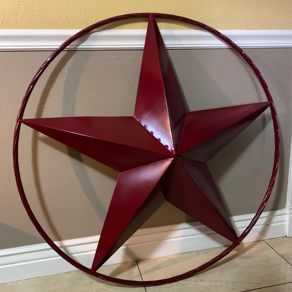 CRANBERRY BURGUNDY STAR RED STAR BARN METAL LONESTAR TWISTED ROPE RING WALL ART WESTERN HOME DECOR BRAND NEW