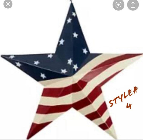 24" USA AMERICANA FLAG STAR RED WHITE & BLUE METAL BARN STAR METAL WALL ART HANDMADE