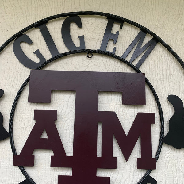 GIGEM AGGIES METAL CUSTOM VINTAGE CRAFT TEAM SIGN HANDMADE