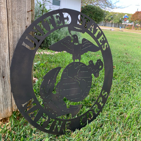 24" USA MARINE CORPS MILITARY LASERCUT BLACK CUSTOM VINTAGE METAL CRAFT WALL ART DECOR WESTERN HOME DECOR HANDMADE