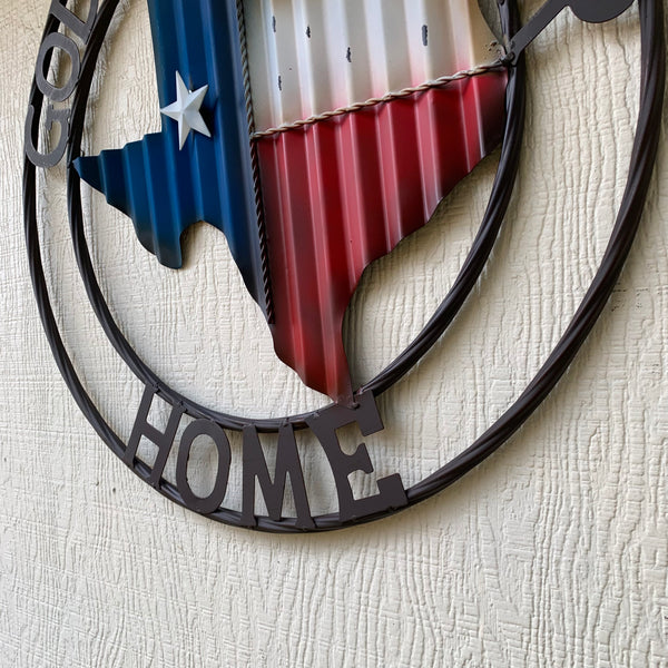 24" WAVY GOD BLESS PUR HOME STATE OF TEXAS METAL CRAFT SIN WESTERN HOME DECOR HANDMADE NEW