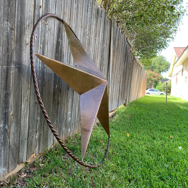 #EH10507 TEXAS GIANT 8,6,5,4 FOOT NATURAL RUSTIC SEALED UNPAINTED LARGE OVERSIZE METAL LONESTAR GENUINE RUST PATINA LONE STAR TWISTED ROPE RING 4,5,6,8 FOOT