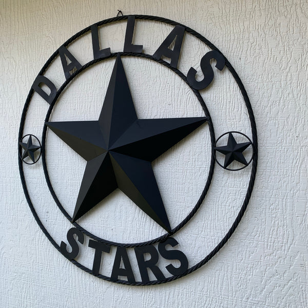 DALLAS STARS RUSTIC BLACK LONE STAR METAL HOCKEY TEAM WESTERN HOME DECOR CRAFT