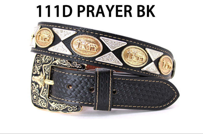 Casual black leather western inspired belt