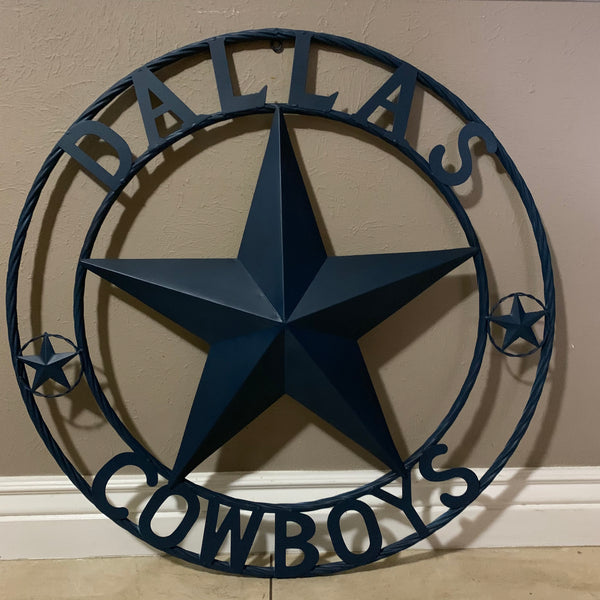 DALLAS COWBOYS NAVY BLUE BARN STAR METAL LONE STAR WESTERN HOME DECOR HANDMADE 24",32",36",40",42",44",46",50"
