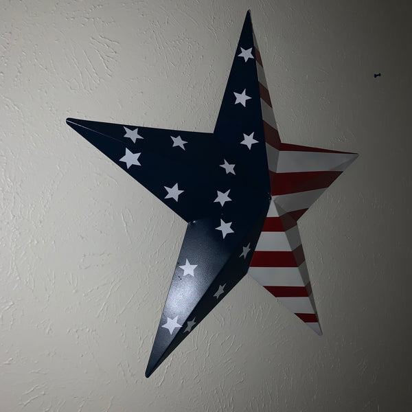 12",16",24",30",36" USA AMERICAN FLAG STAR STYLE#9 RED WHITE & BLUE METAL BARN STAR METAL WALL ART HANDMADE