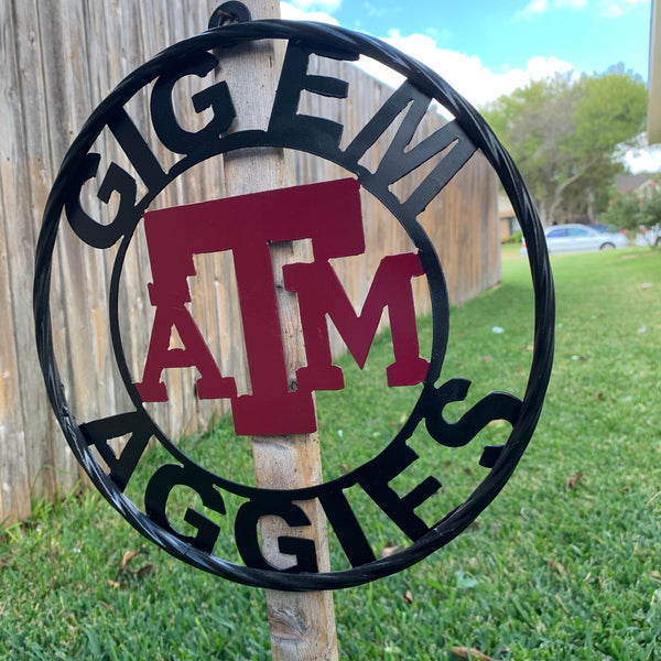 TEXAS A&M NO THUMBS GIGEM AGGIES METAL CUSTOM VINTAGE CRAFT WALL ART TEAM SIGN HANDMADE
