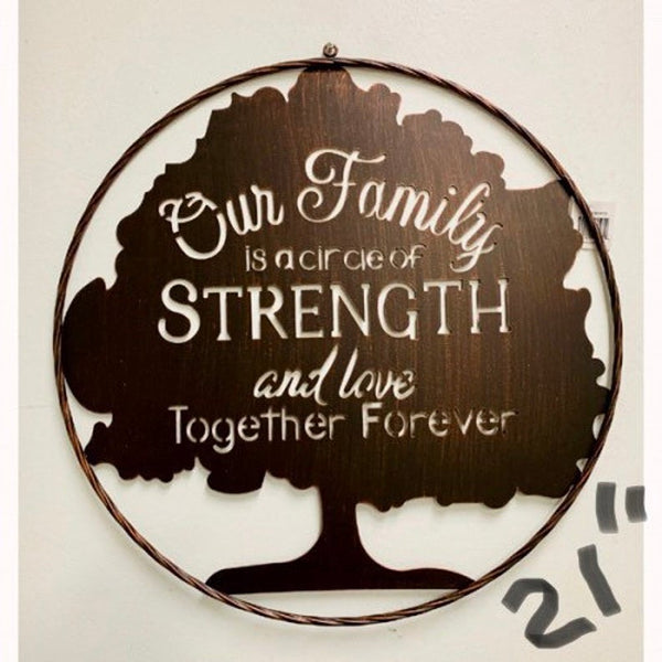 21" FAMILY STRENGTH LASER CUT METAL WALL ART CUSTOM VINTAGE CRAFT RUSTIC BRONZE COPPER HAND MADE