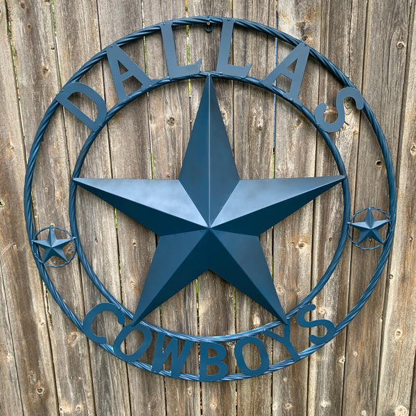 DALLAS COWBOYS NAVY BLUE BARN STAR METAL LONE STAR WESTERN HOME DECOR HANDMADE 24",32",36",40",42",44",46",50"