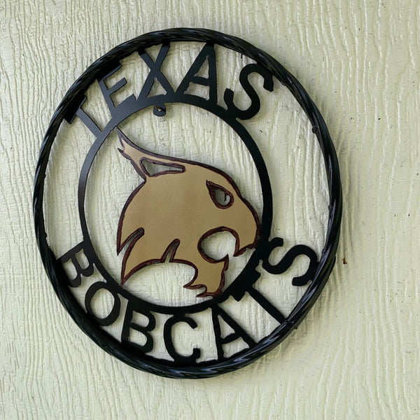 12" TEXAS BOBCATS CUSTOM METAL VINTAGE CRAFT SIGN TEAM WESTERN HOME DECOR HANDMADE