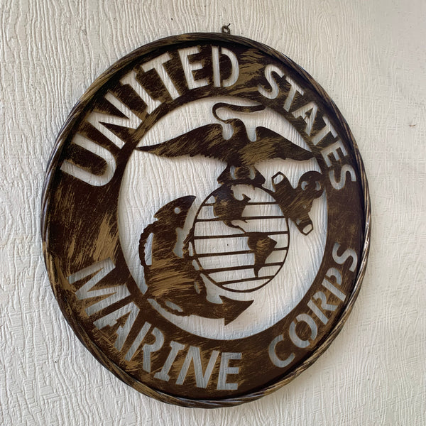 #EH10085 18",24",32" US MARINE CORPS MILITARY LASERCUT METAL PATRIOTIC WALL ART WESTERN HOME DECOR HANDMADE RUSTIC BRONZE COPPER