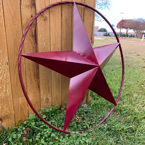 CRANBERRY BURGUNDY STAR RED STAR BARN METAL LONESTAR TWISTED ROPE RING WALL ART WESTERN HOME DECOR BRAND NEW