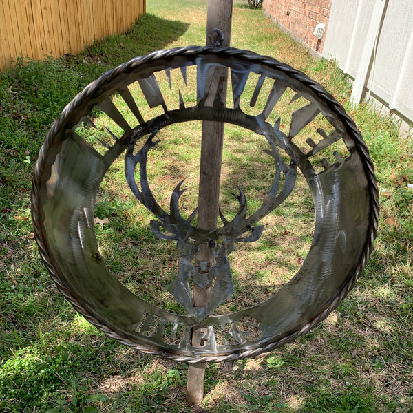 24" MILWAUKEE BUCKS RAW METAL WIDE BAND DISC STYLE METAL CUSTOM VINTAGE CRAFT TEAM SPORTS SIGN HANDMADE