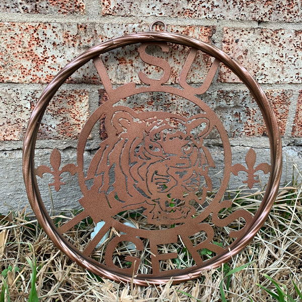 12" LSU TIGERS CUSTOM METAL VINTAGE CRAFT WESTERN HOME DECOR NEW