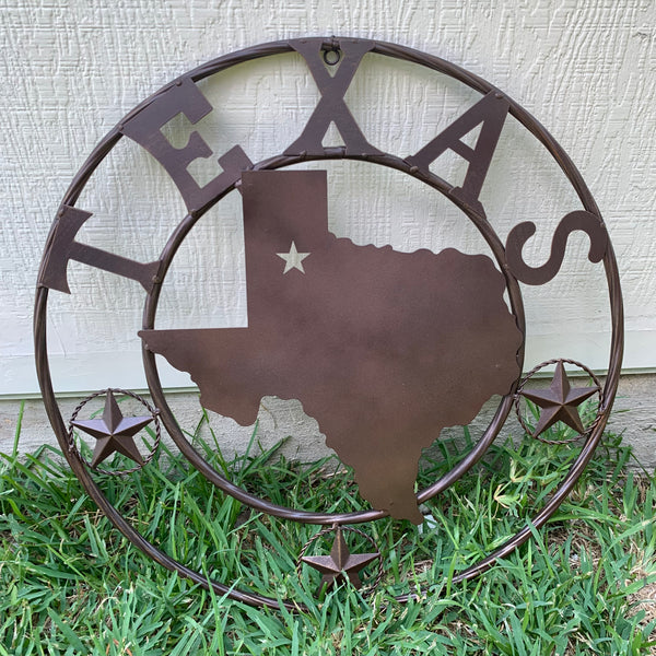 24" State of Texas Map Metal Wall Art Western Home Decor Vintage Rustic Bronze Copper New