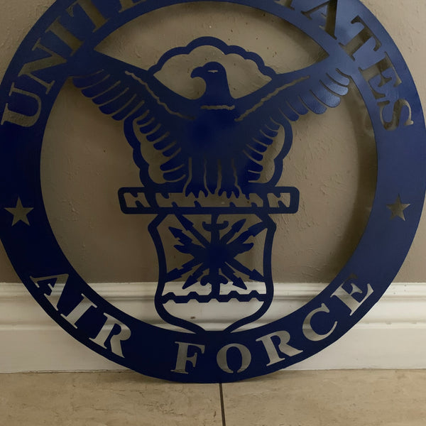 24" US AIR FORCE LASERCUT BLUE MILITARY METAL WALL ART AIRFORCE WESTERN HOME DECOR NEW