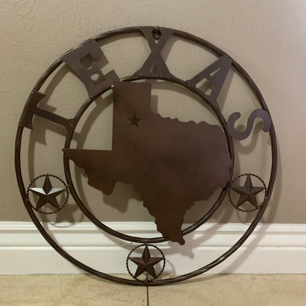 24" State of Texas Map Metal Wall Art Western Home Decor Vintage Rustic Bronze Copper New