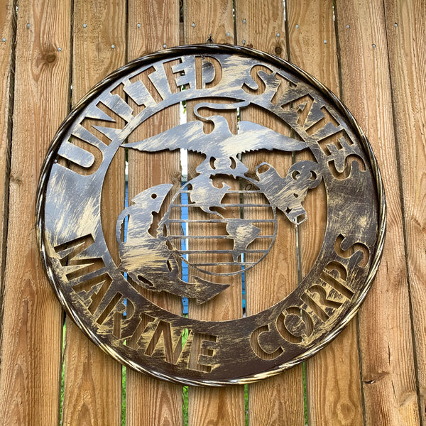 #EH10085 18",24",32" US MARINE CORPS MILITARY LASERCUT METAL PATRIOTIC WALL ART WESTERN HOME DECOR HANDMADE RUSTIC BRONZE COPPER