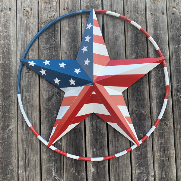 PEACE STAR SIGN METAL RED WHT BLUE STAR WESTERN HOME DECOR HANDMADE 12",16",24",32"36",38",40",48"