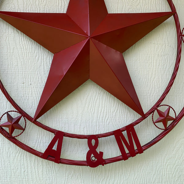 TEXAS A&M BURGUNDY RED BARN LONE STAR METAL CUSTOM VINTAGE CRAFT TEAM STAR WESTERN HOME DECOR HANDMADE SIZE:24",32",36",40",42",44",46",50"