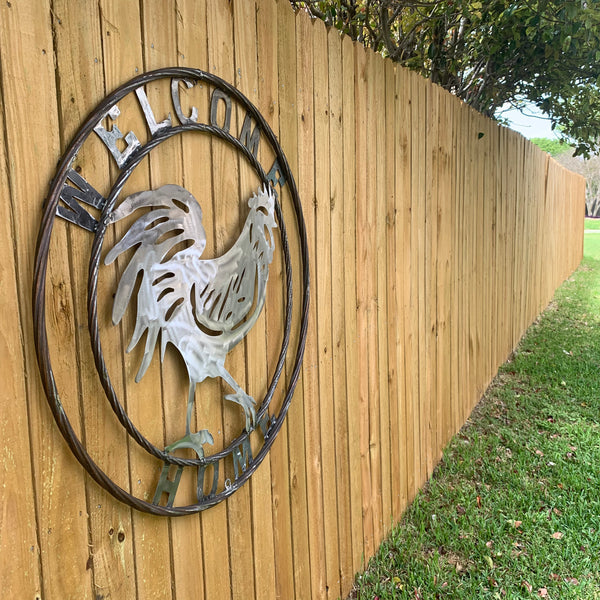 YOUR CUSTOM NAME ROOSTER LASERCUT RAW METAL ART WITH RING DESIGN WESTERN METAL ANIMAL ART HOME WALL DECOR BRAND NEW