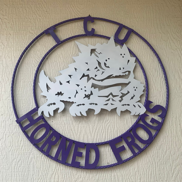 12",18",24",32",36" TCU HORNED FROGS CUSTOM METAL VINTAGE CRAFT TEAM SIGN HANDMADE