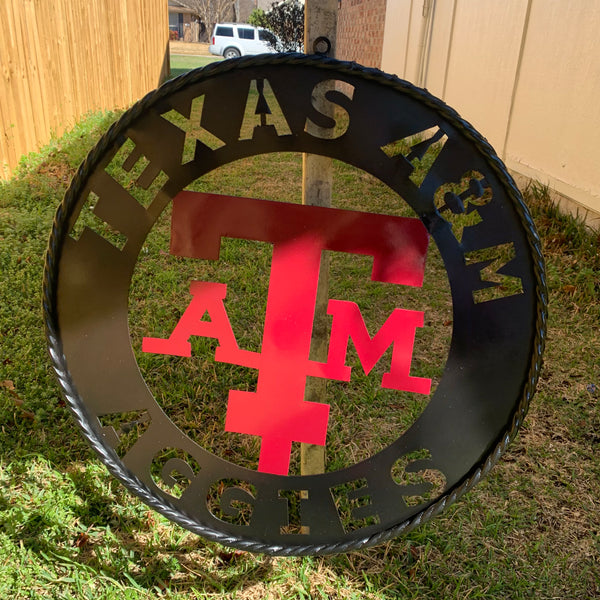 24" TEXAS A&M WIDE BAND RING CUSTOM METAL VINTAGE CRAFT SIGN TEAM HANDMADE