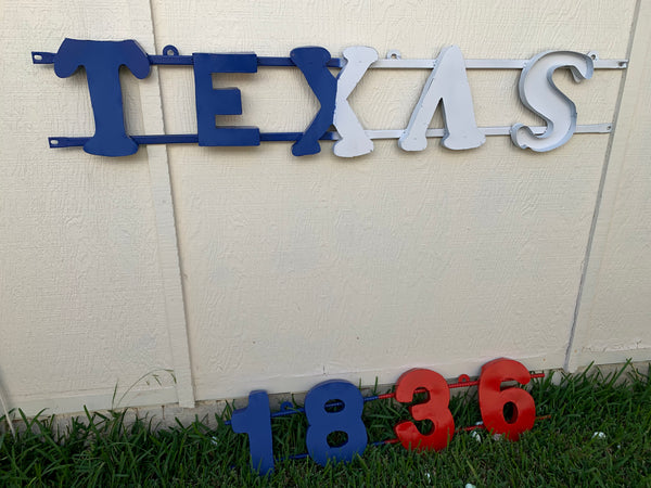 48", 60", 72" RED WHITE BLUE TX FLAG BARN META STAR WITH TEXAS 1836 SIGN WESTERN HOME DECOR METAL ART VINTAGE RUSTIC RED WHITE & BLUE ART